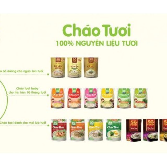 Combo 10 gói cháo tươi SG food