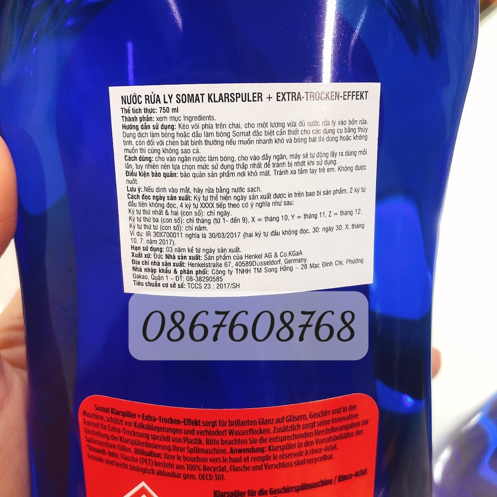 Nước Làm Bóng Chén Bát Somat 750ml Đức