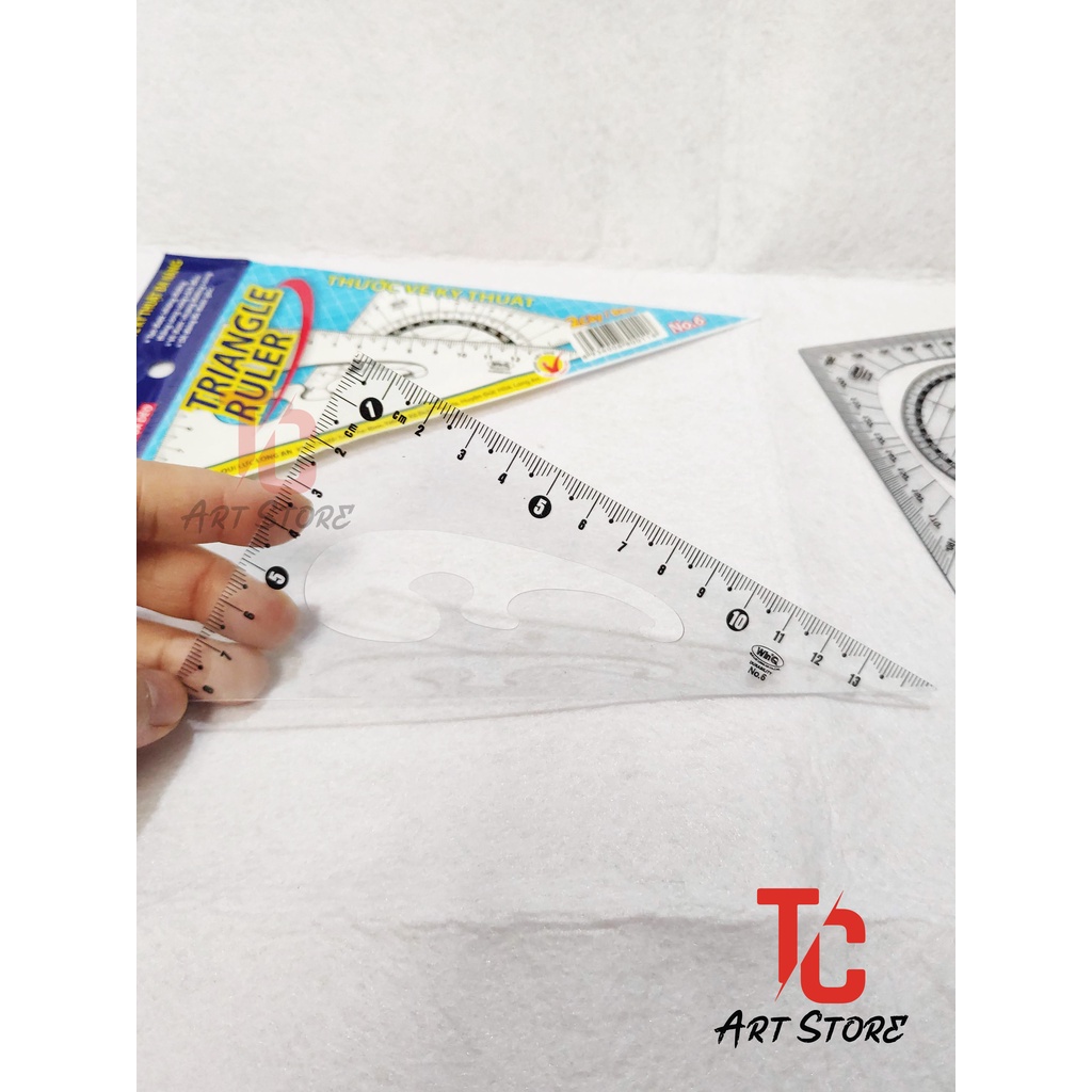 Thước Êke Vẽ Kĩ Thuật Đa năng - WinQ No.6 - Triangle Ruler Nhựa Dẻo ( Bộ 2 Cây)