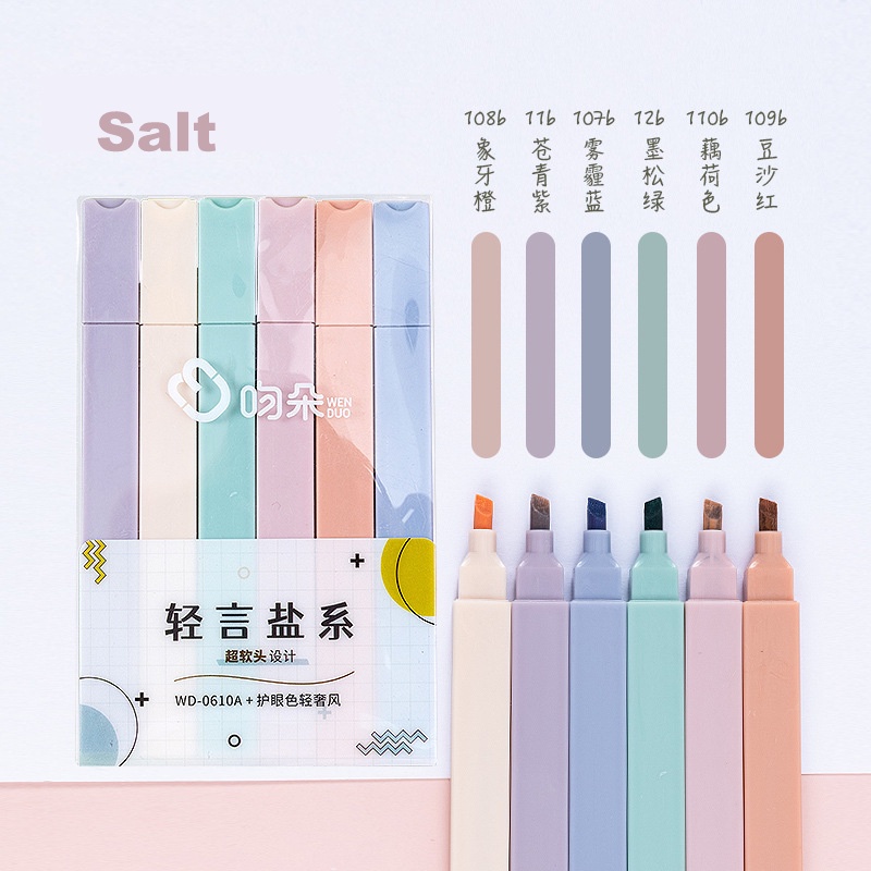 Set 6 Bút Đánh Dấu Morandi Nhiều Màu Sắc
