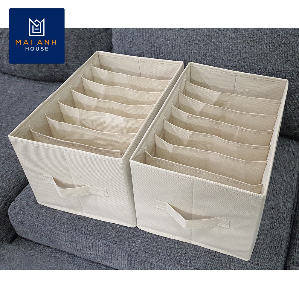Hộp vải chia ngăn đựng quần jean áo thun cộc tay sắp xếp gọn gàng tủ đồ Mai Anh House