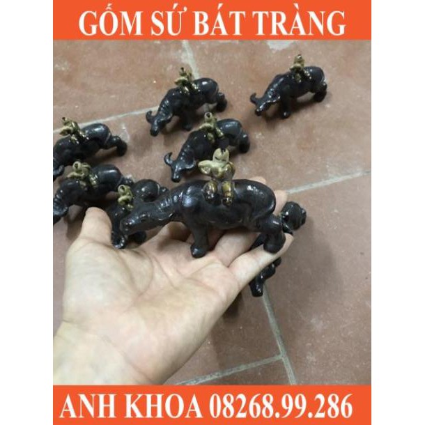 Mục đồng cưỡi trâu thổi sáo - Gốm sứ Bát Tràng Anh Khoa