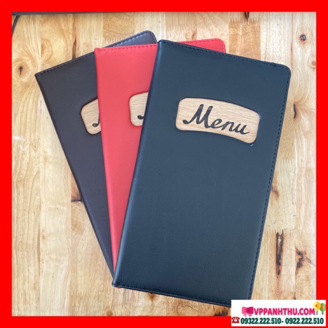 CUỐN MENU - QUYỂN MENU BÌA DA 10-20 LÁ CAO CẤP L1( 16x29cm)