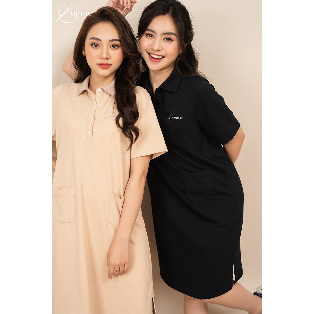 [Mã FATHANG5 giảm 10K đơn 50K] Váy bầu đẹp Polo Dress dáng thể thao dáng suông có cúc tháo rời được thiết kế bởi LAMME