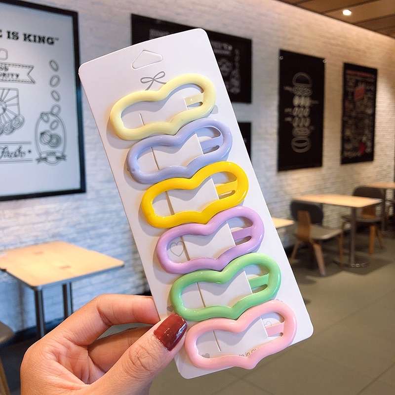 Kẹp tóc mái, kẹp tách trái tim 6cm sơn bóng nhiều màu sắc ngọt ngào