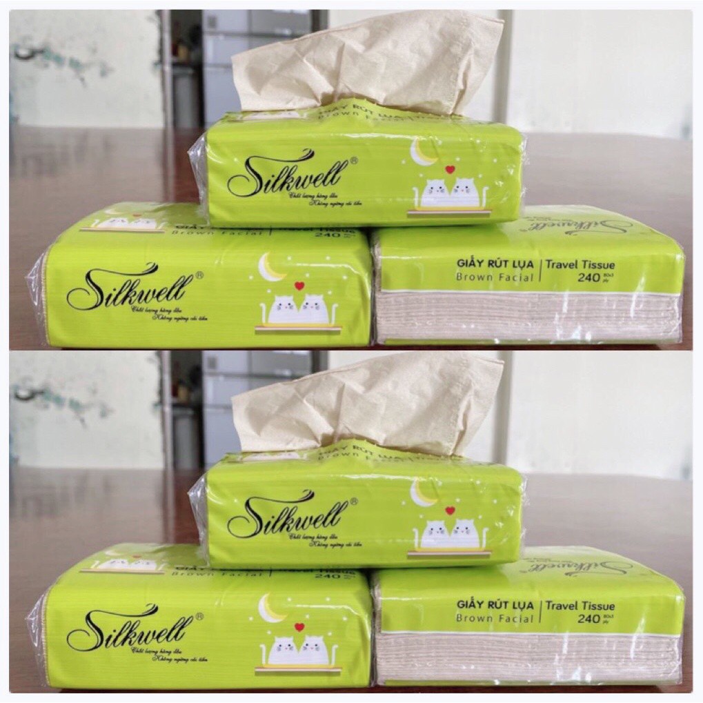 Combo 10 gói khăn giấy bỏ túi 240 tờ Silkwell tiện lợi  chính hãng công ty Trung Thành