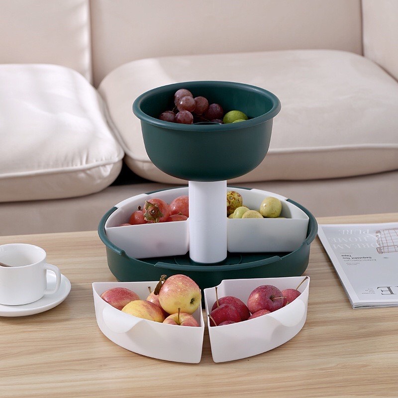 Khay đựng đồ ăn 3 tầng nhiều ngăn xoay đa năng. giá đựng thực phẩm, rau củ ăn lẩu