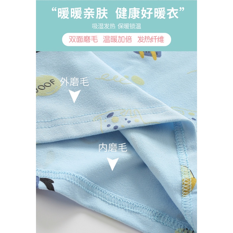 Bộ đồ ngủ tay dài bằng vải nhung cotton in họa tiết hoạt hình thoải mái thời trang thu đông cho nam và nữ 90-170CM