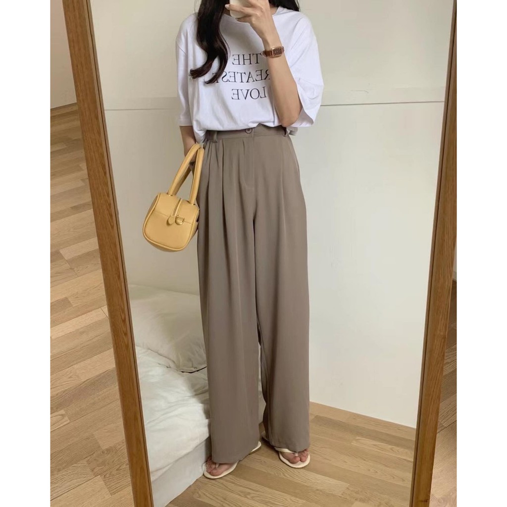 Quần culottes xếp li chun sau 2112 (nâu/đen)