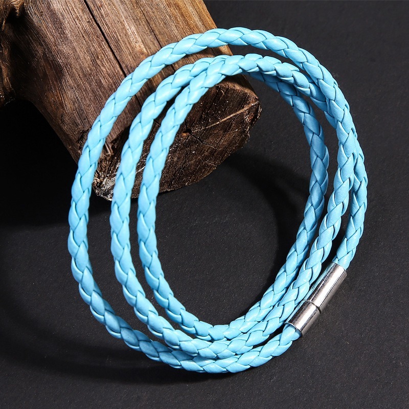 Vòng tay dây da nhiều lớp có khóa nam châm thời trang Hàn Quốc