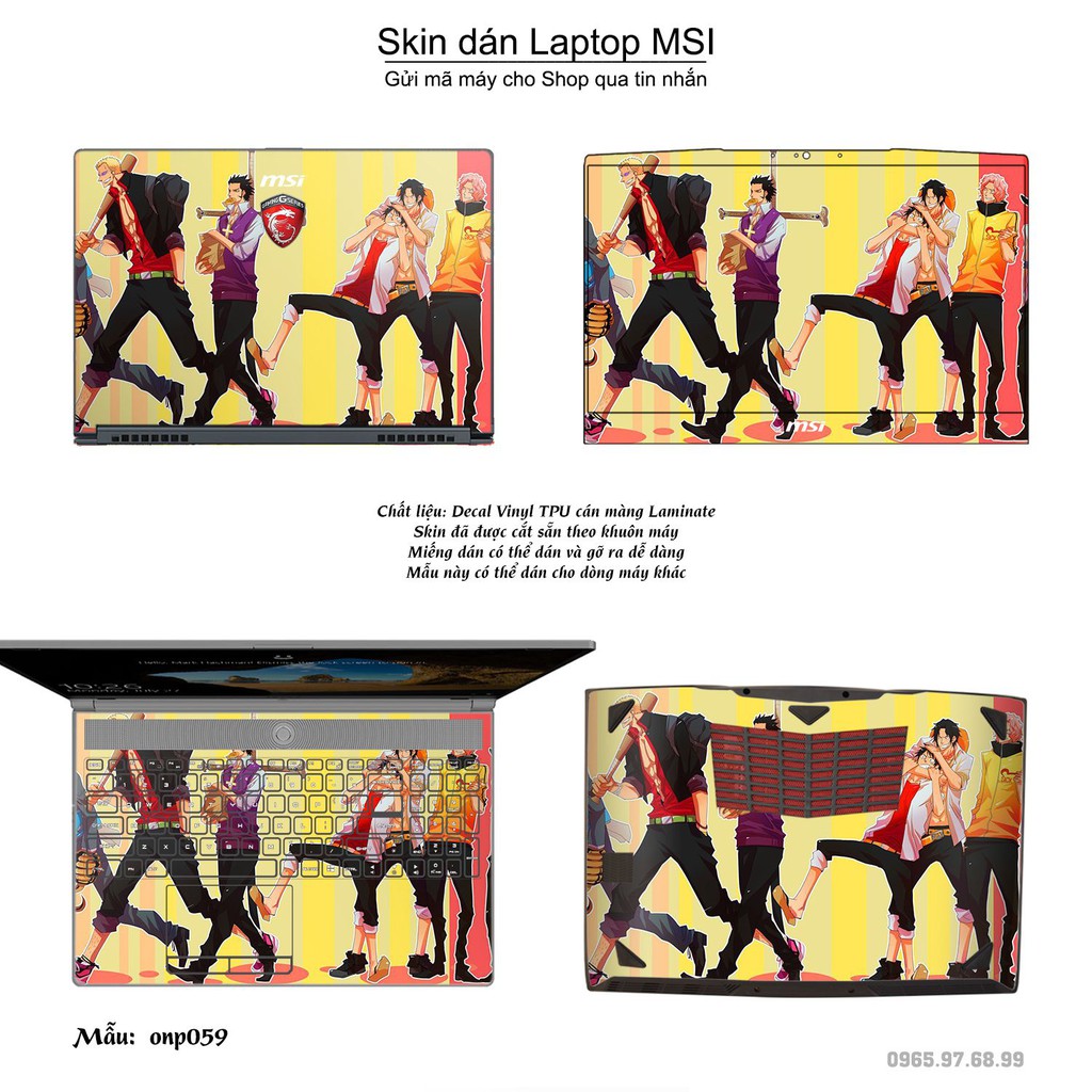 Skin dán Laptop MSI in hình One Piece nhiều mẫu 3 (inbox mã máy cho Shop)