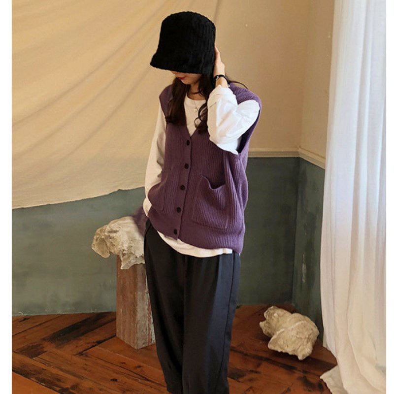 Gile Len | Áo Gile Cardigan Cổ V Chất Len Mềm Form Basic Thời Trang Ulzzang, Khoác Len Mềm Dệt Kim Basic