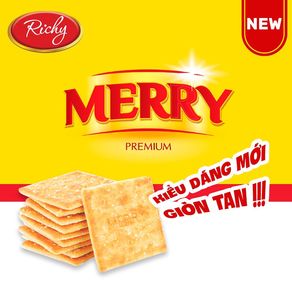 Bánh quy Sữa Dừa Merry 528gr Richy bánh giòn tan thơm ngơn, nhiều gói nhỏ tiện lợi