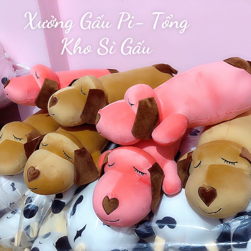 ❤️Sỉ Giá Xưởng❤️ Thú Bông Chó Ngủ Mũi Tim, Gấu Bông Chó Tai Dài Siêu Mềm Mịn