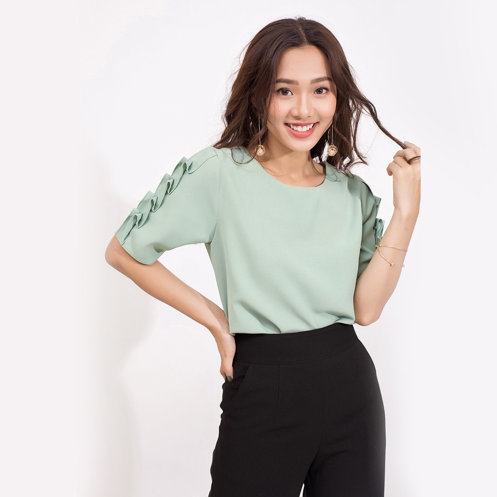 Áo công sở thời trang Eden tay áo đính hạt - ASM041