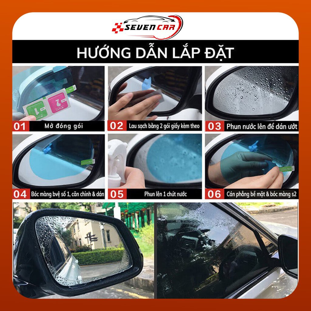 Miếng dán chống bám nước gương chiếu hậu oto khi mưa và sương mù - SEVEN.CAR