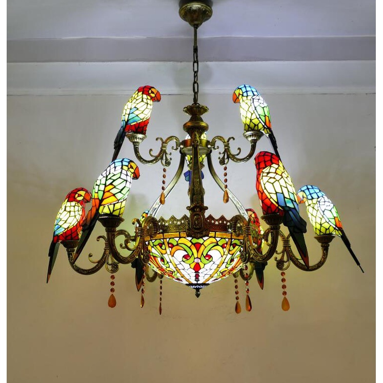 Đèn chùm trang trí Tiffany hình con vẹt -CUNG CẤP TẤT CẢ CÁC LOẠI ĐÈN THEO YÊU CẦU