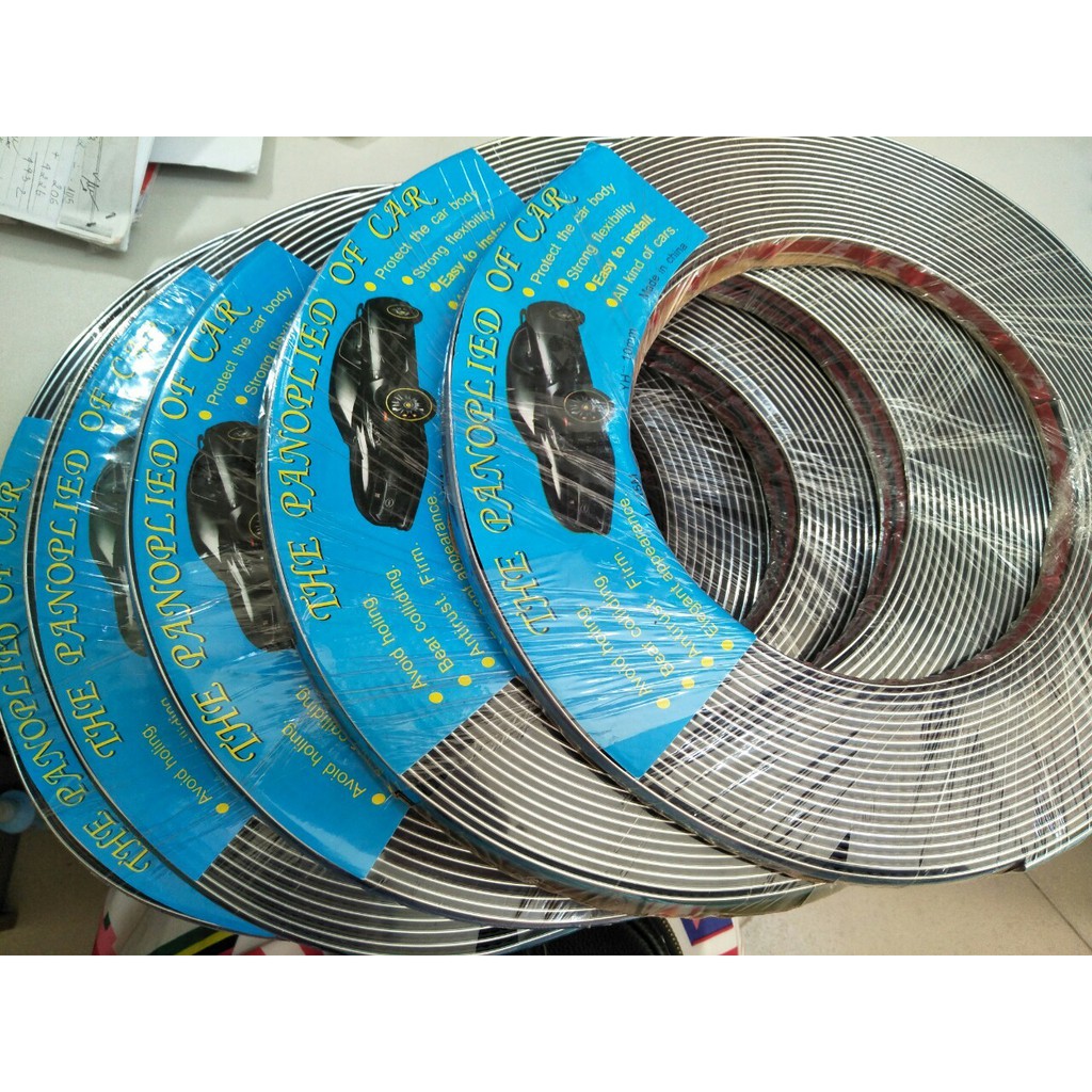 Cuộn 13M Nẹp Viền Trang Trí Chân Kính Ô Tô Mạ Crom Bản 1cm - 2cm - 3cm nẹp viền kính, cửa xe, badsok - Auto Bảo Lộc