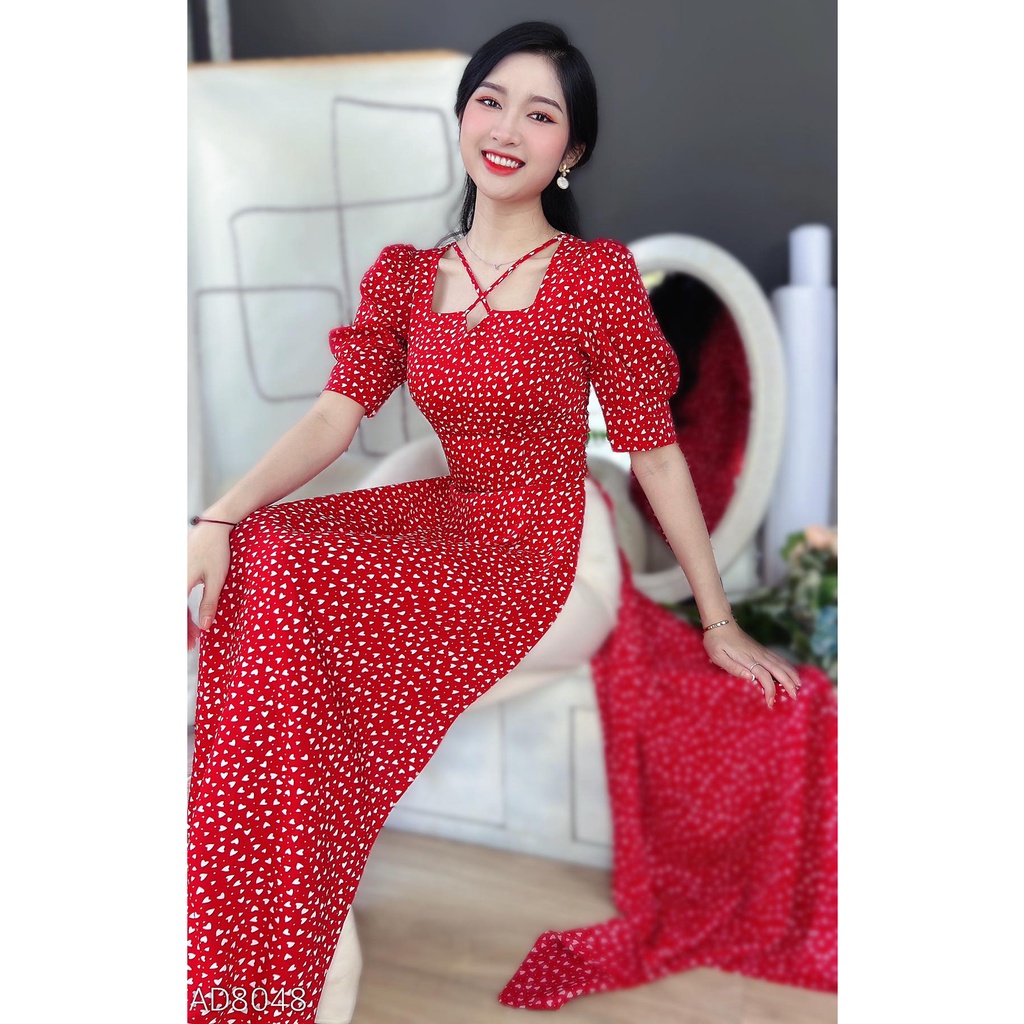 Áo dài cách tân nữ kiểu cổ cột dây xinh xắn không kèm quần CHUU AD8048