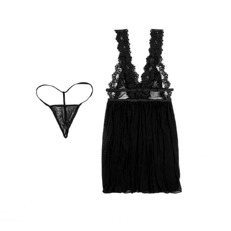 （Q1,HCM)  ❤️Sexy Đồ Ngủ❤️Freeship❤️hai dây váy ngủ ren đồ lót+quần lót-40-65kg-001
