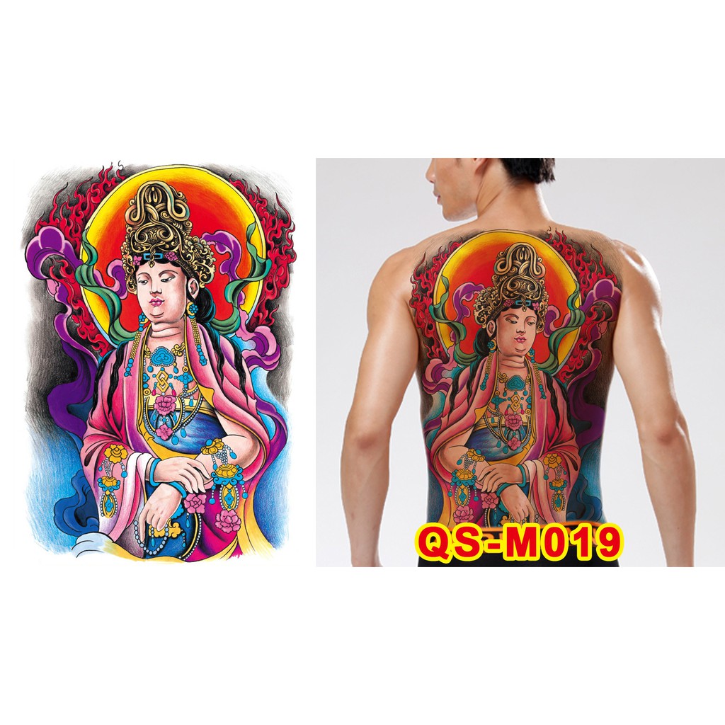 Hình Xăm Dán Kín Lưng Phật QSM019