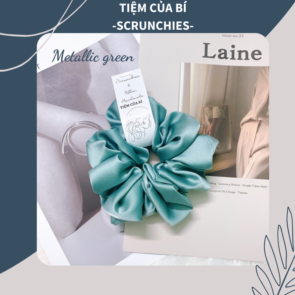 [Hàng thiết kế] Scrunchies dây cột tóc handmade size to siêu phồng vải lụa cao cấp hot trend dành cho bạn gái