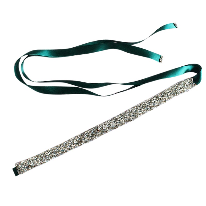 Thắt Lưng Ruy Băng Satin Đính Đá Cho Cô Dâu