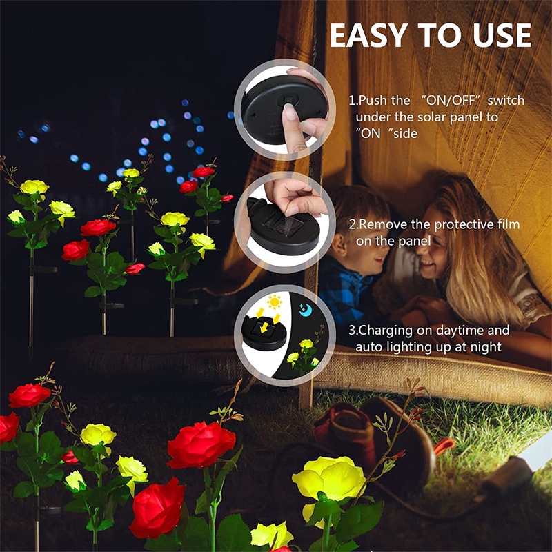 1 Đèn LED Hình Hoa Hồng Chống Nước IP65 Với 3 Hoa Hồng