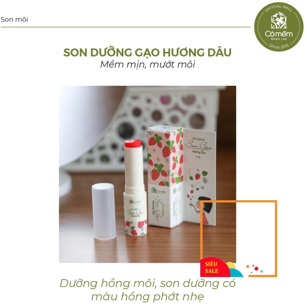 Son Dưỡng Có Màu Môi Gạo Hương Dâu Mềm Môi Chống Khô Nẻ Cỏ Mềm 3,6g