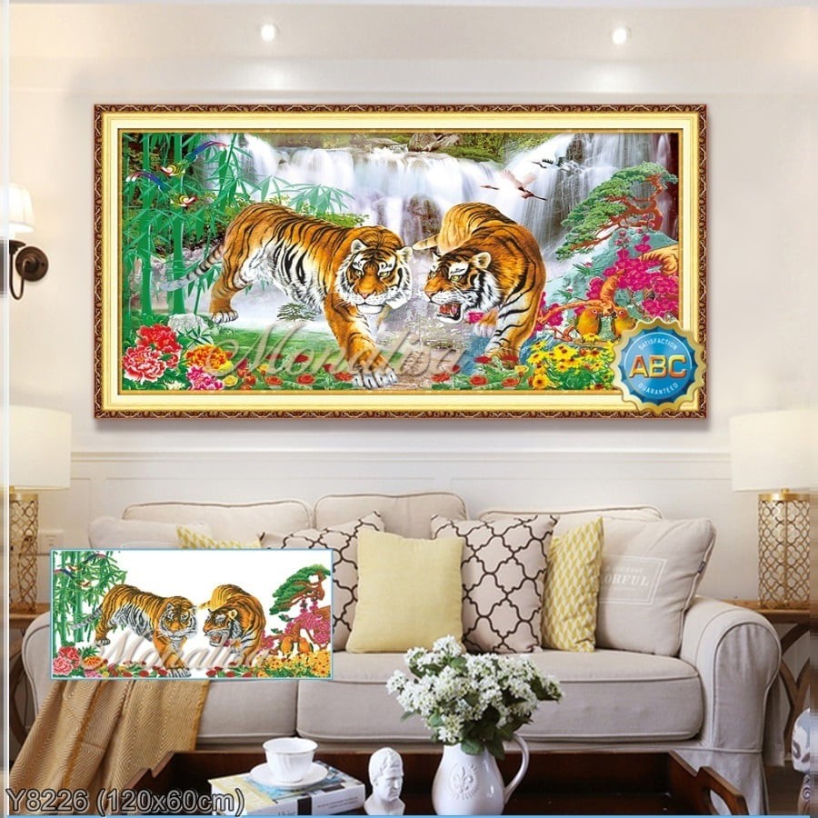 Tranh đính đá Hai con hổ  💥 kích thước 120*60 cm 📌
