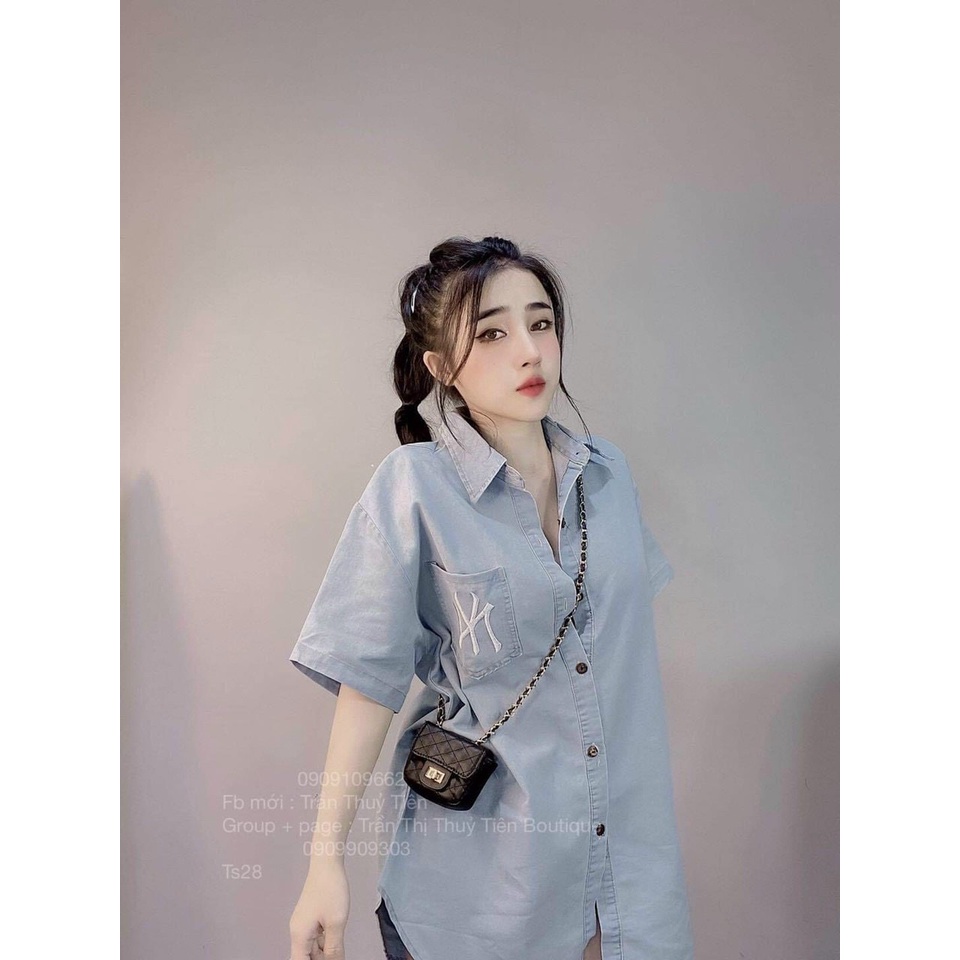 Áo sơ mi jean chuột túi n y xinh xắn form rộng h