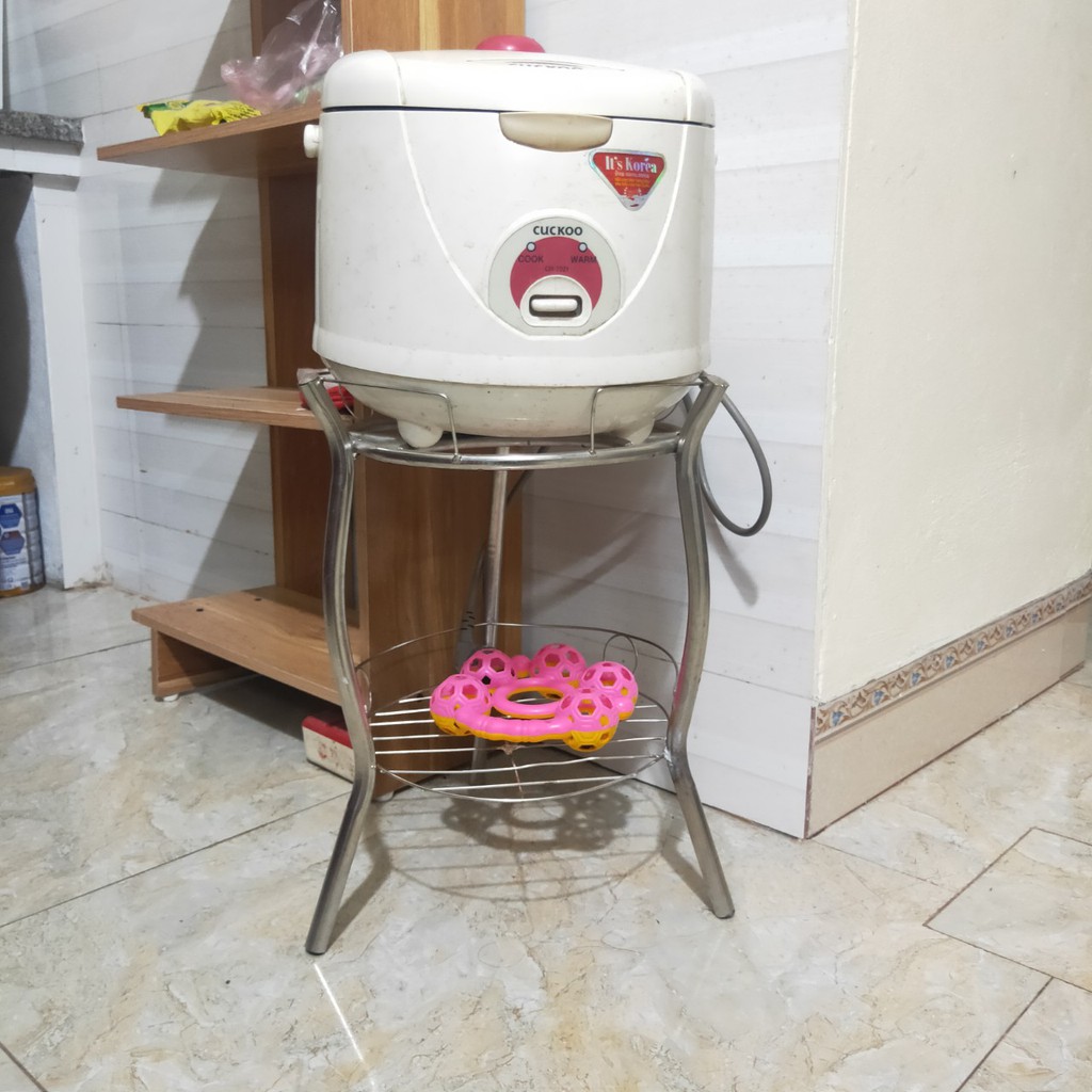 Chân kệ Inox để bình nước hoặc nồi cơm điện loại tròn cao 41cm