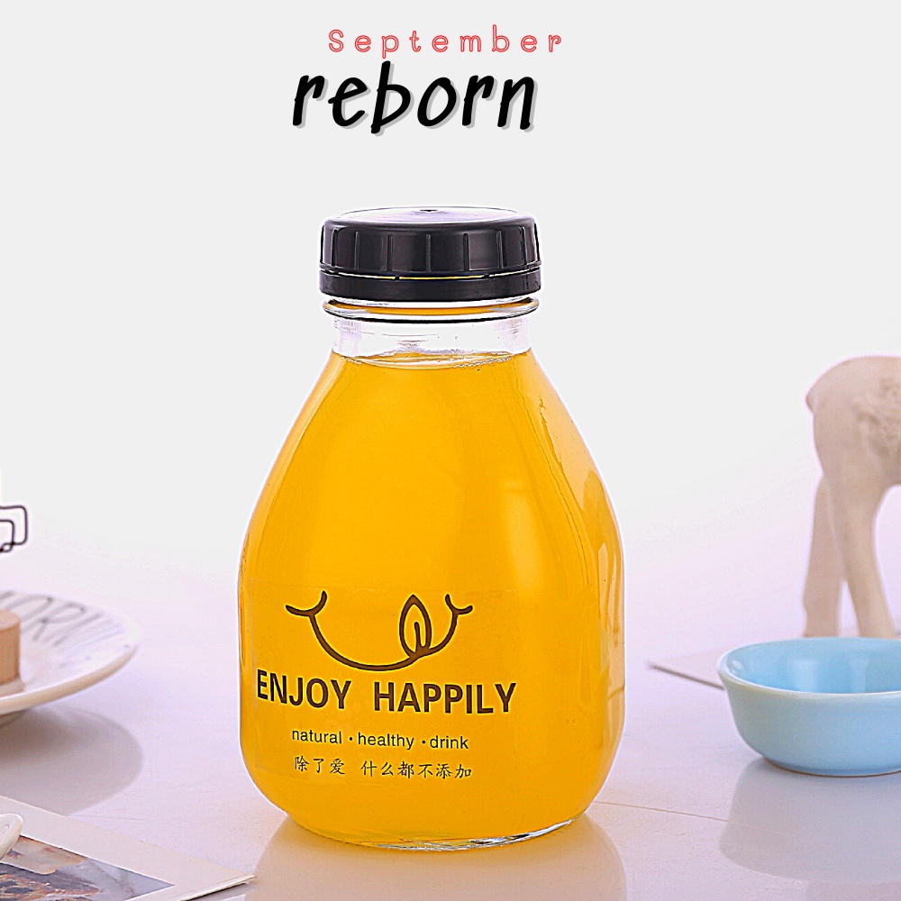 Chai đựng trà sữa nắp nhựa dáng vuông,lọ thủy tinh 300ml- 500ml decor trang trí 9Reborn