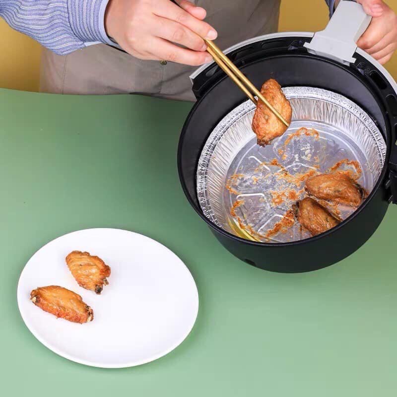 Combo 10 Khay Giấy Bạc Lót Nồi Chiên Không Dầu, Đĩa Nhôm, đĩa giấy bạc Đường Kính 20