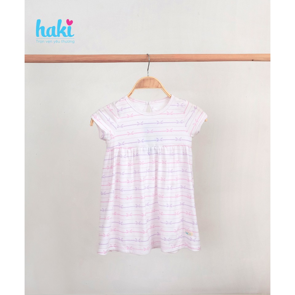 Váy bé gái cotton khoét giọt lệ HAKI - họa tiết nơ HK250