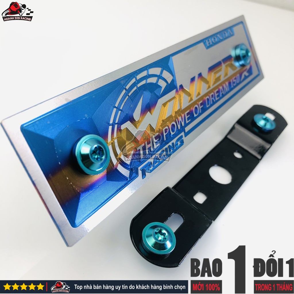 Bảng tên 3D WINNER  titan chính hãng, tặng pát gắn và ốc titan gr5 xanh lục bảo  Hoành Sơn Racing