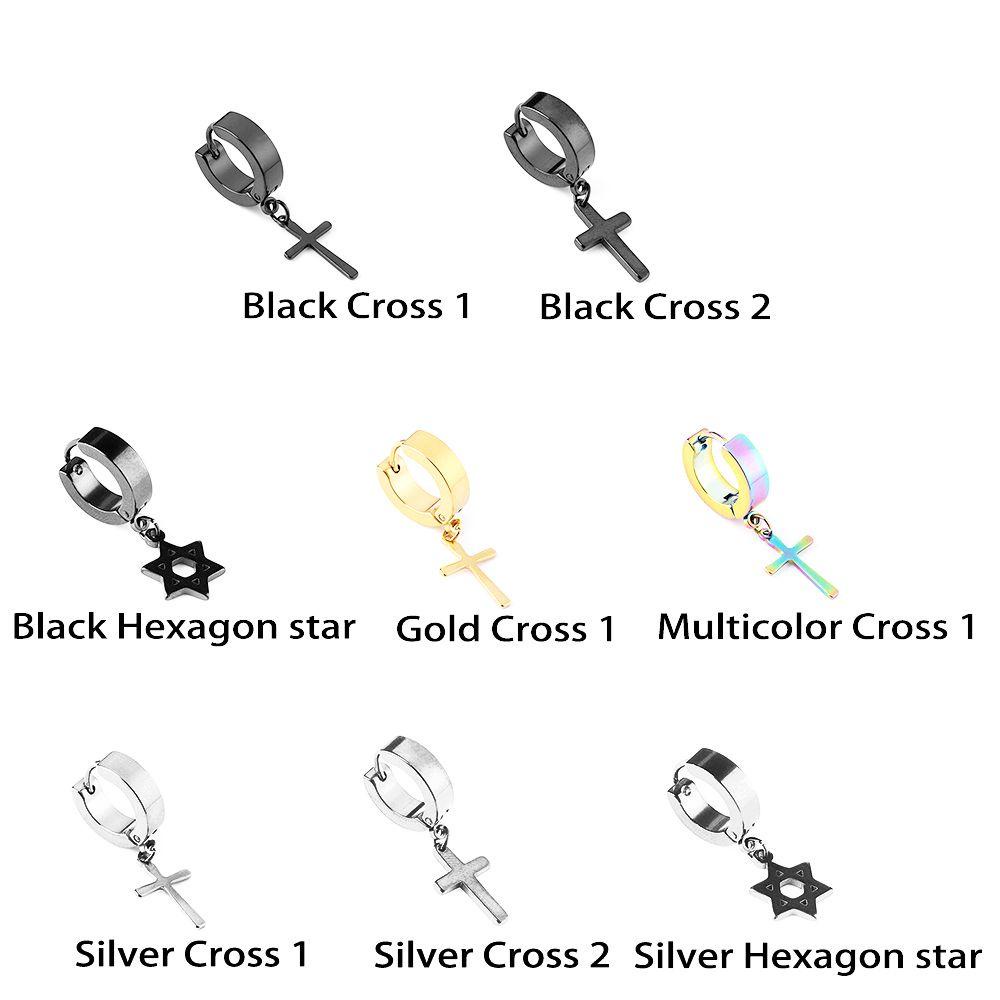 ESPO 1 Khuyên Tai Tròn Hình Thánh Giá Và Ngôi Sao