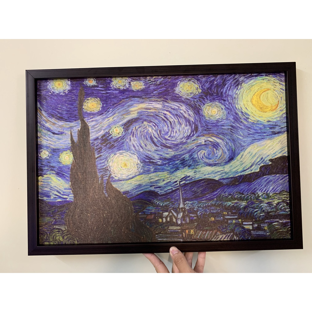 Tranh canvas Đêm Đầy Sao The Starry Night họa sĩ Vincent Van Gogh TẶNG KÈM ĐINH SPD2