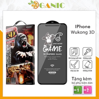 Kính cường lực iphone nhám chống vân tay kingkong 7plus x xs xr xsm  11 12 13 14  pro promax WK 3D Nhám]