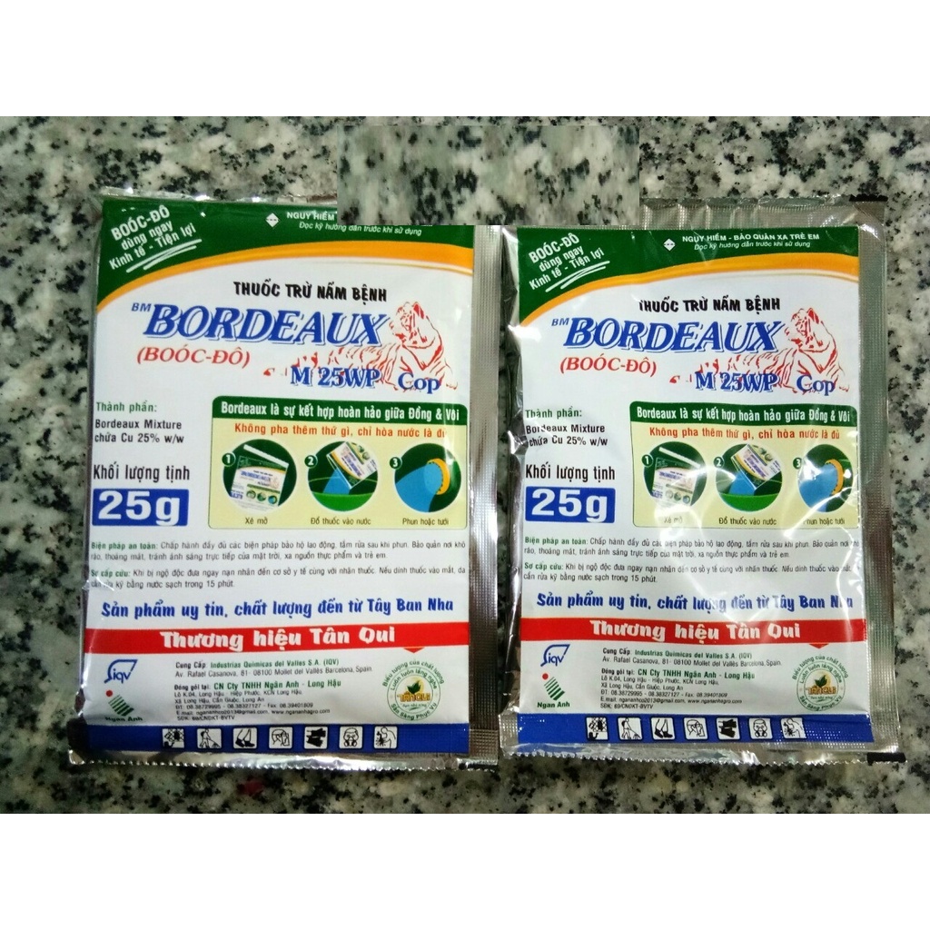 SET 2 GÓI Bordeaux M 25WP gói 25 gram - Bóc Đô thuốc trừ nấm bệnh cây trồng chứa vi lượng gốc Đồng