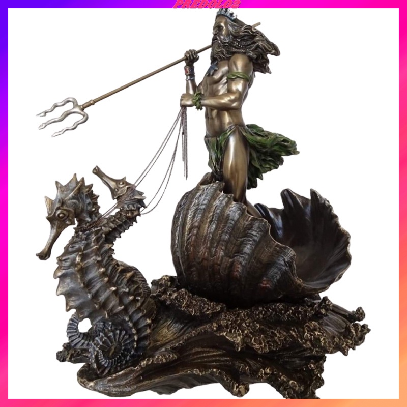 Bronze Finish Greek God of the Sea Statue Figurine Resin Craft Poseidon