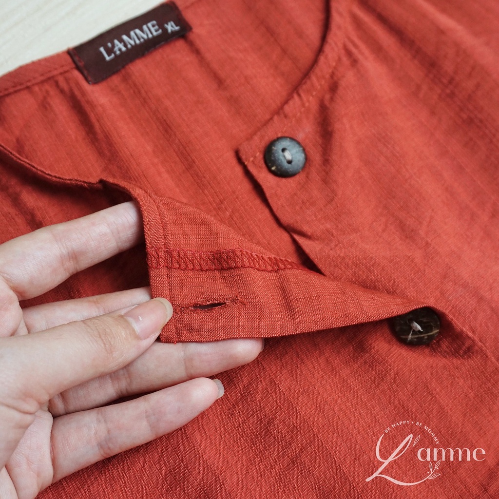 Đầm bầu công sở Lisa Dress chất đũi Hàn mát nhẹ có nút tháo cho bé tuti by LAMME