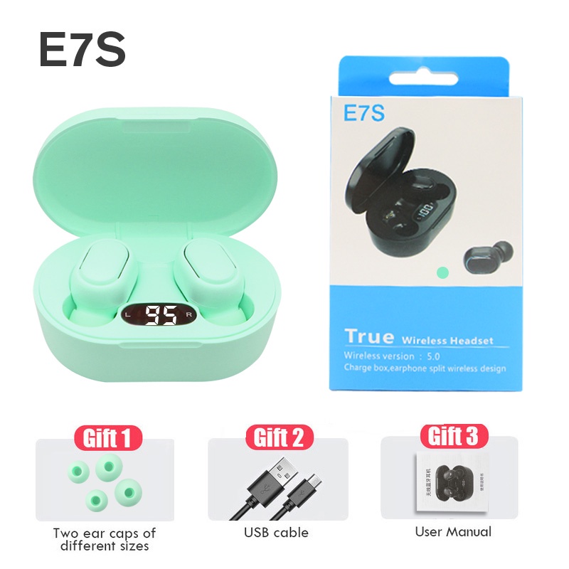 Tai Nghe Bluetooth 5.0 Không Dây E7S E6S TWS Giảm Tiếng Ồn Kèm Hộp Đựng