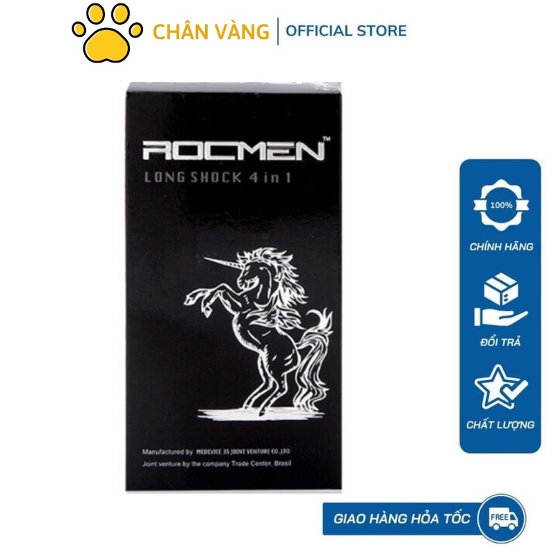 Bao Cao Su Gân Gai Kéo Dài Thời Gian ROCMEN Long Shock Hộp 12 Bao