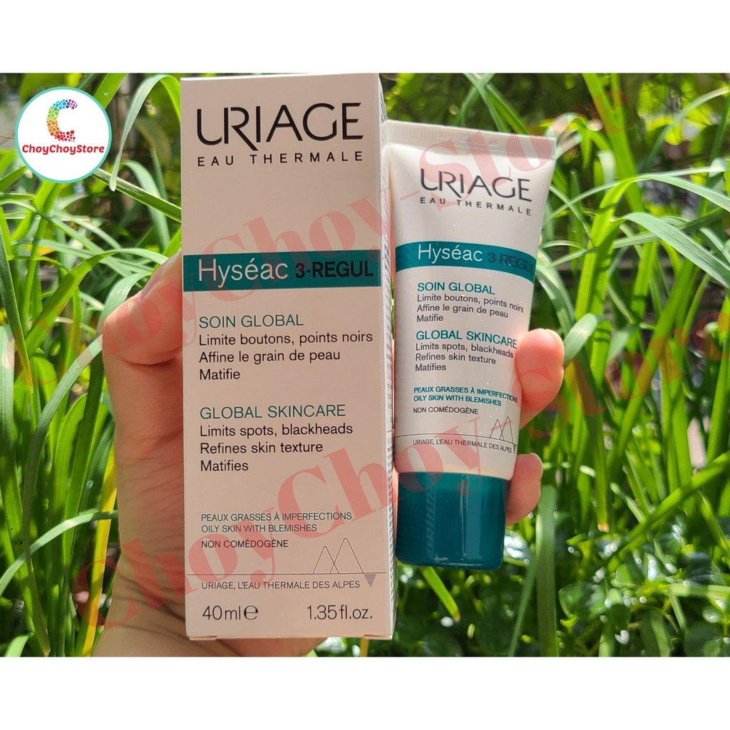 [TEM CTY] URIAGE Hyseac 3 Regul Global &amp; Tinted SPF30 40mL - Kem làm giảm mụn trứng cá tổng hợp, mờ thâm mụn