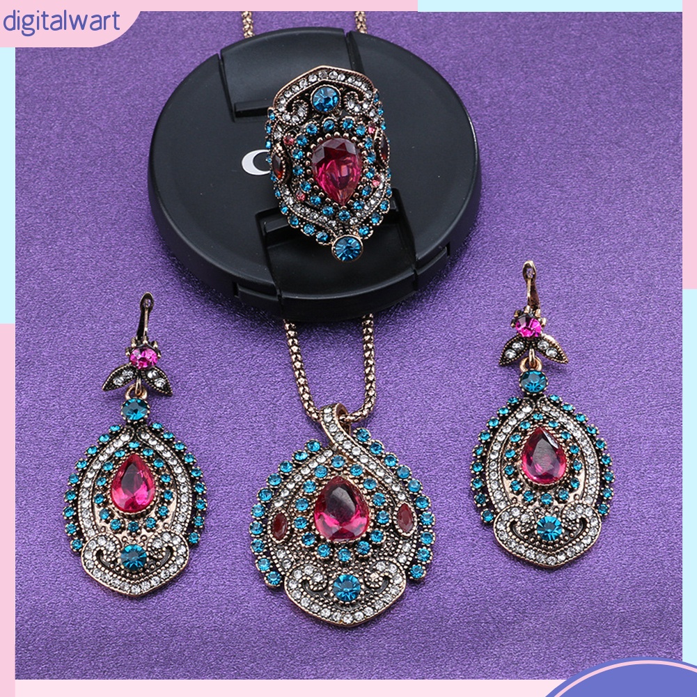 Set Dây Chuyền Và Đôi Khuyên Tai Đính Đá Phong Cách Bohemian Thanh Lịch Dành Cho Nữ