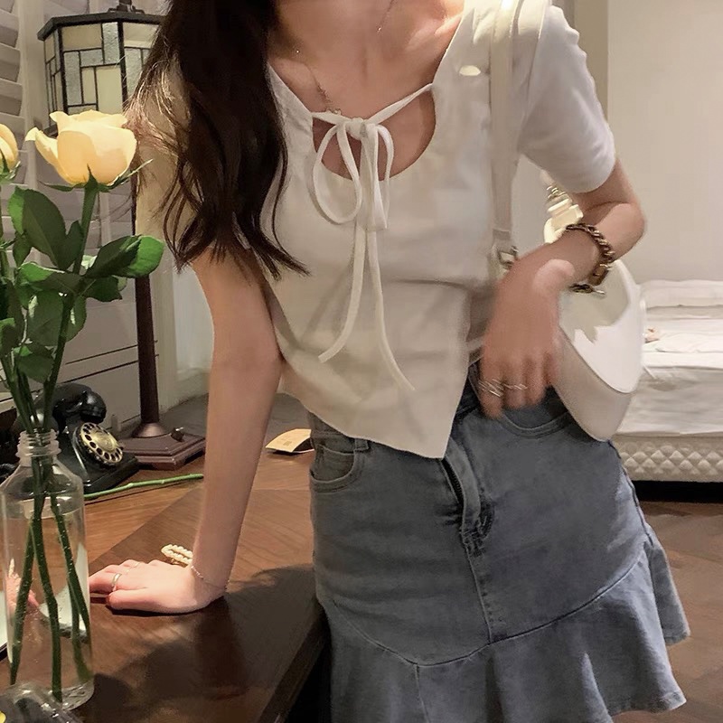 Áo Thun Nữ Tay Ngắn Cổ Chữ V Phong Cách Pháp Thời Trang Cho Nữ áo phông nữ JL-TX-66