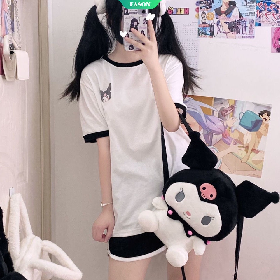 Sanrios Áo Thun Tay Ngắn Dáng Rộng In Hình Cinnamoroll Kuromi Dễ Thương Thoải Mái Cho Nữ