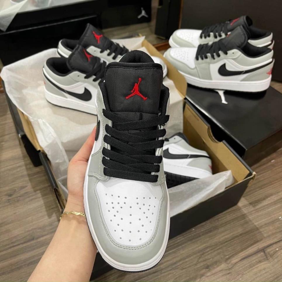 [FREE SHIP] Giày thể thao Jordan cổ thấp xám tro vạch đen nam nữ, Giày Jordan cổ thấp xám chỉ đỏ, Giày JD 1 Low