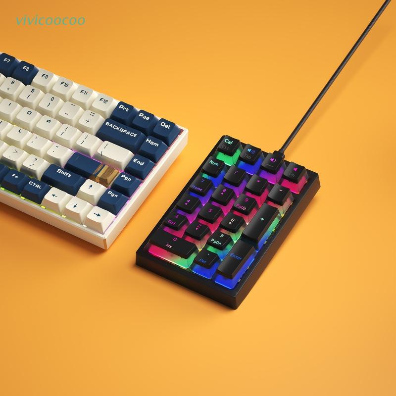 Bàn Phím Số Mini Có Dây USB 21 Phím Màu RGB Dành Cho Windows XP Laptop PC